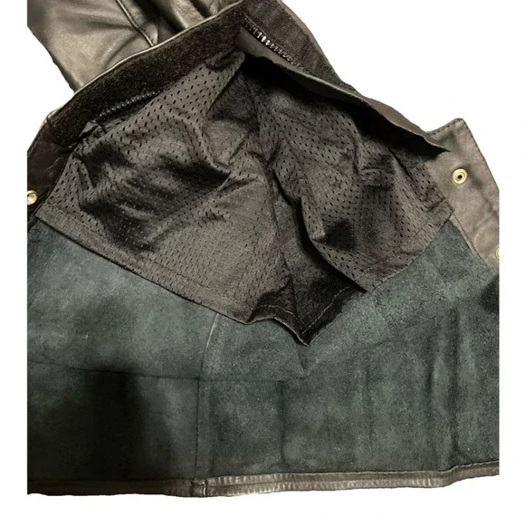 Vintage Mesh Lined Harley Davidson Leather Chaps Mens Cargo Pockets Black Medium